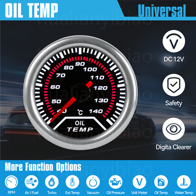 Universal 2'' 52mm Pointer White LED Oil Temperature Gauge 40-150  Meter + Sensor