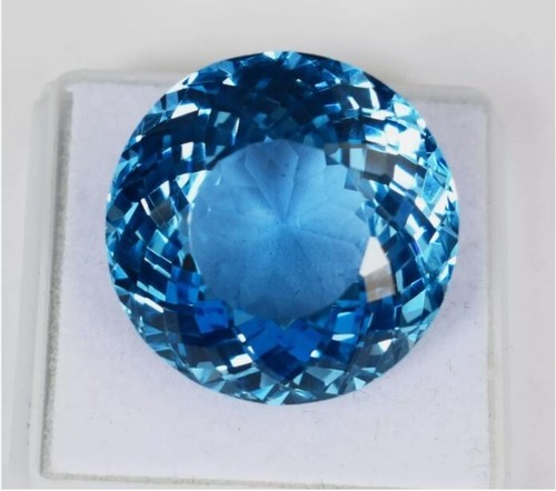 Natural Round Cut Certified 38.15 Ct Blue Tourmaline Big Sale Loose Gemstone - Picture 5 of 9
