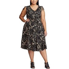 Chaps Black Multi Color sleeveless Midi Dress