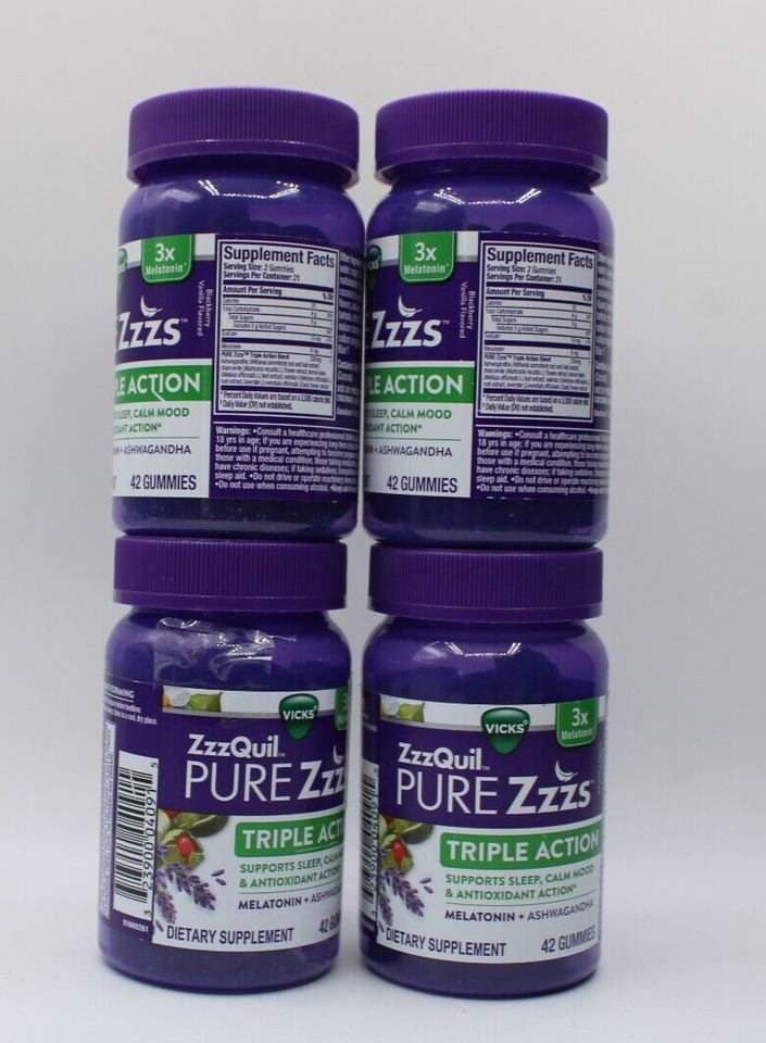 Vicks ZzzQuil Pure Zzzs Triple Action Melatonin Sleep Aid (42ct x4 Pack