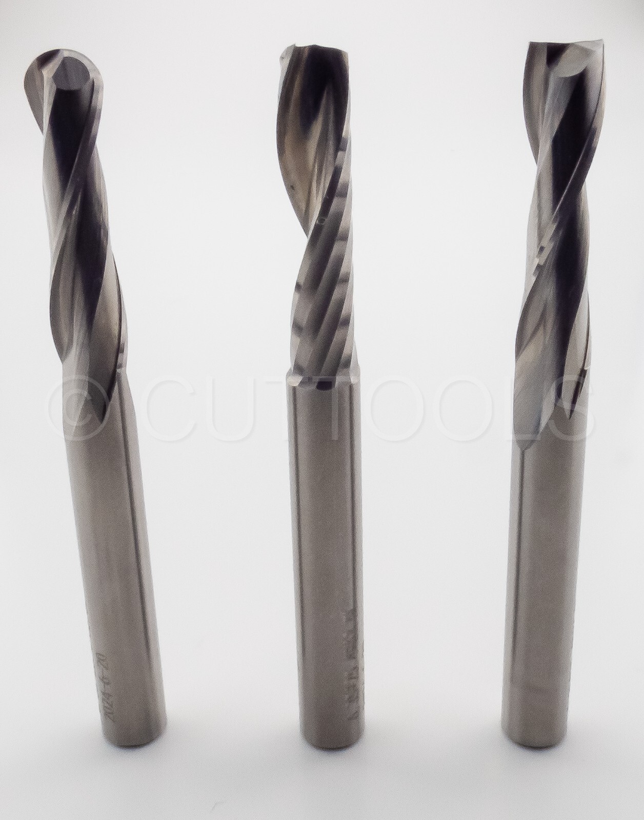 3 x Solid tungsten carbide end mills ¼” shank for CNC and Routers