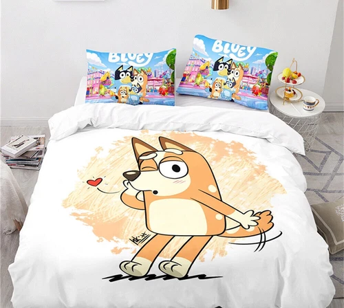 Bluey Set Copripiumino 3D 2/3pz Set Biancheria da Letto Federe Singolo Matrimoniale King Regali - Foto 6 di 31
