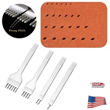 Leathercraft Hole Punch Steel 4mm 1/2/4/6 Prong Chisel Leather Craft Tools HO