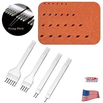 Leathercraft Hole Punch Steel 4mm 1/2/4/6 Prong Chisel Leather Craft Tools HO