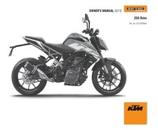 KTM Owners Manual Book Guide 2019 250 DUKE For countries PH, TH