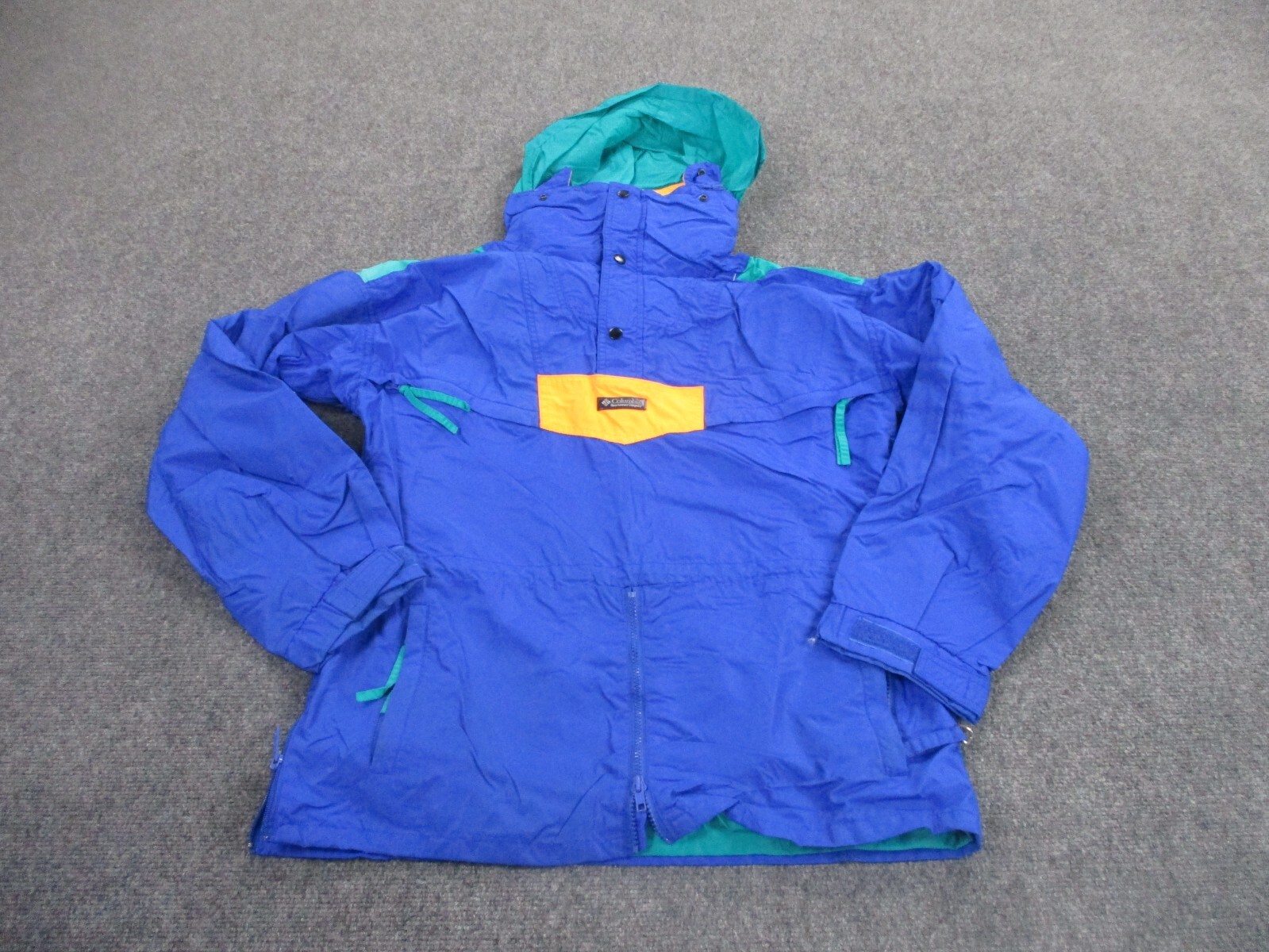 Vintage Columbia Jacket Adult M Blue Nylon Rain Outdoor Hiking Camping Y2K Mens