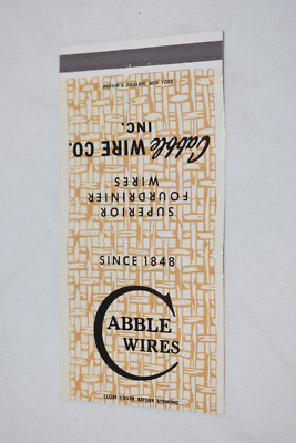 Cabble Wire Co Inc New York Advertising 30 Front Strike Matchbook Cover
