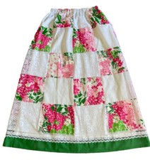 VTG Tumbleweeds Skirt Maxi Prairie Boho Lace Patchwork Pink Eyelet