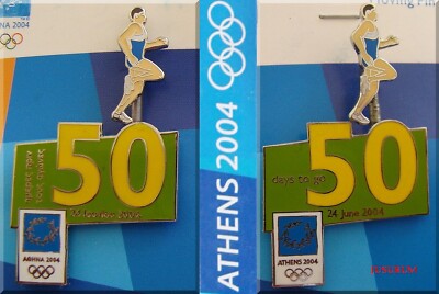 OLYMPIC GAMES ATHEN 2004 *SET 2 Moving Pins 50 Days to go* AUFLAGE 1.200 SELTEN