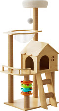 Cat Tree, Wood Cat Tree Tower for Indoor Cats, 47.3" Modern Cat Tower with Sisal