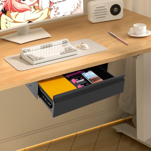 1 Drawer Metal Desk Organizer, 16" Slide Out Office Desk Drawer Hidden Under New