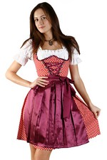 Dirndl Damen Trachtenkleid Rot gepunktet 3 Tlg. Gr.38  Q6034