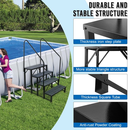 3/4 Step Ladder RV Steps, Pool Ladder AboveGround,Hot Tub Steps With 2 Handrails - Picture 6 of 14