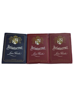 Aristocrat Playing Cards Linen Finish 2 Red 1 Blue Sealed! USPCC