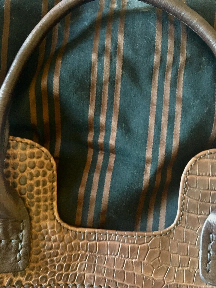  Bolso de Mano Hogan Precioso Vintage Damas V Cuero Marrón Suave/Cocodrilo Bolsa para el Polvo Foto 3 de 4