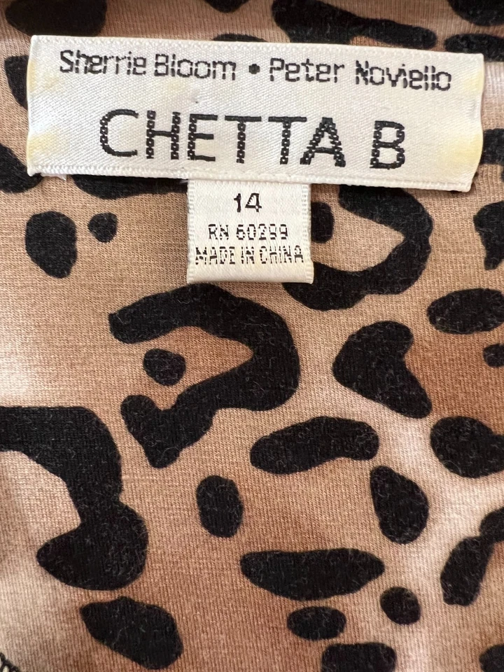 Chetta B - Sherri Bloom - Peter Noviello - Vestido Estampado Animal - Cuello Redondo Talla 14 Foto 3 de 4