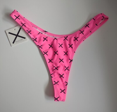 Boutine LA Bikini Bottoms Women's Sz L Hot Pink Logo Print NWT