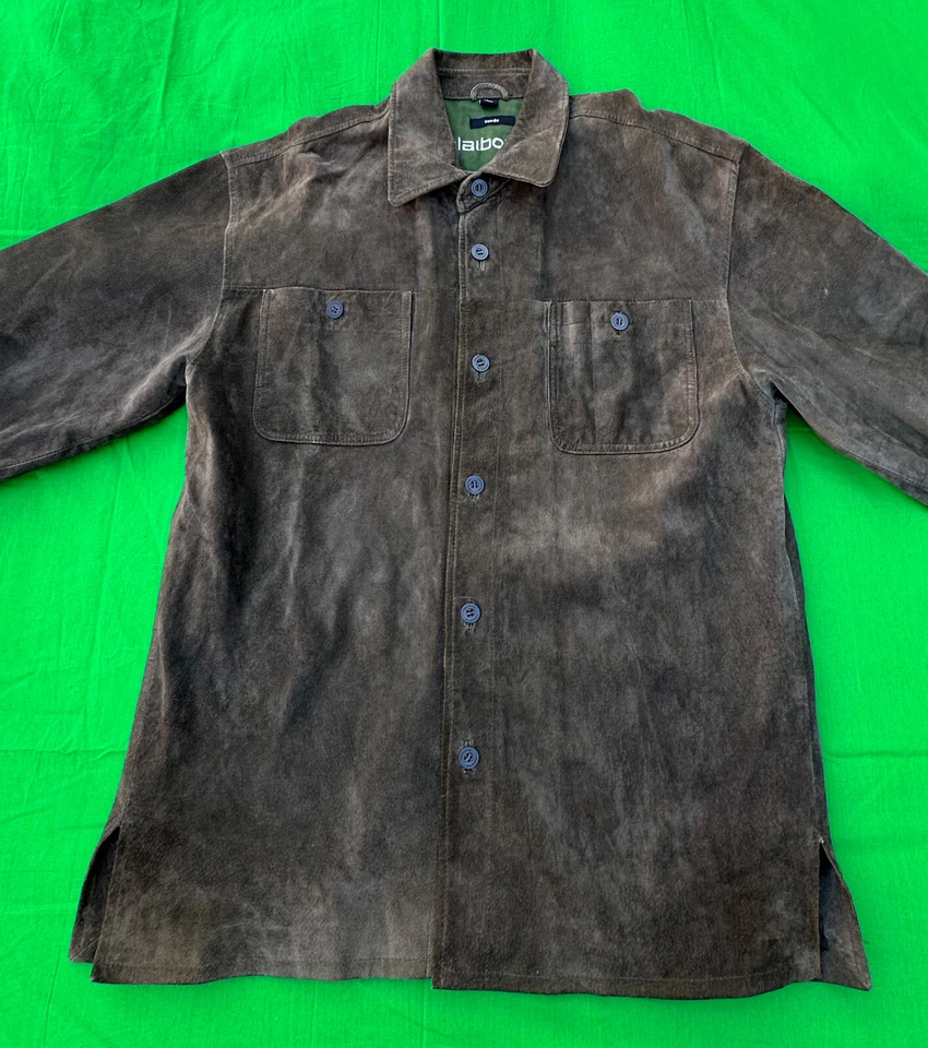 Camisa chaqueta vintage de cuero de gamuza para hombre Claiborne talla L. Foto 2 de 4
