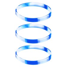 3pcs Plain Silicone Wristband 7 Inch 1/4 Inch Width,Blue,White