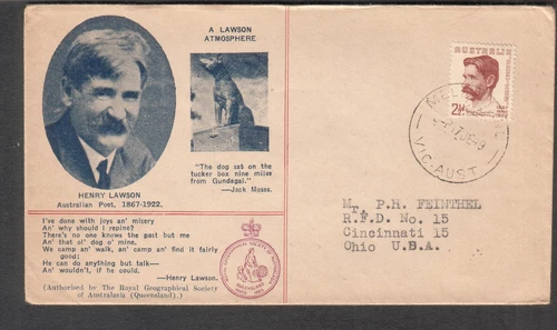 Australia Melbourne 1949 cachet FDC first day cover Scott 222 Henry Lawson