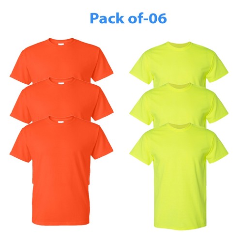 Hi Vis Safety Green & Orange 6 Mix Pack Shirts Fast Drying Short Sleeve T Shirts