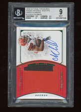 2018 Panini National Treasures NICK CHUBB Rookie Patch Auto Emerald /24 BGS 9/10
