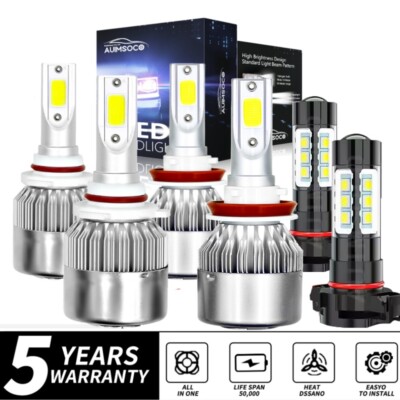 For Jeep Grand Cherokee 2011-2013 Laredo Sport Utility LED Headlights Fog Bulbs