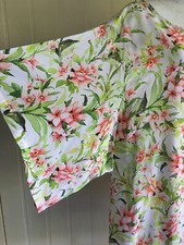 DRESS Kaftan Kimono sleeves Above knee Keyhole back neck Floral Round neck M/L