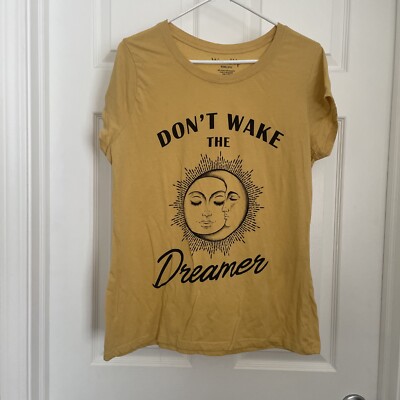 Wound Up Top Junior Sz XXL Yellow Dont Wake the Dreamer Tee Sun Moon