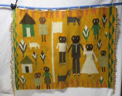 African Tapestry Thabana Li Mele, Lesotho - Wall Hanging - Happy Family Mohair