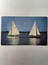 Sailing on Puget Sound Washington Vintage RPPC Postcard 1954