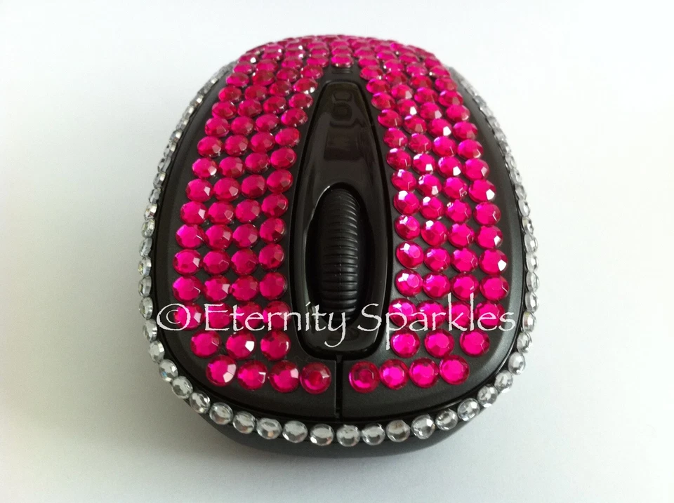 Customised MICROSOFT Diamanté Crystal Design USB WIRELESS MOUSE Mini Transceiver - Image 4 of 4