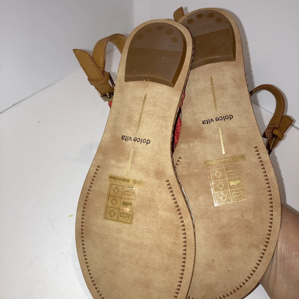 Women’s Dolce Vida Leather Double ANKLE Strap Sandal Size 6 1/2 M Pink Gladiator - image 3 of 4