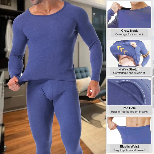 Mens Thermal Underwear Fleece Lined Long Johns Base Layer Cold Weather Warm Set - Picture 11 of 19