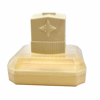 VTG PLASTIC RING PRESENTATION DISPLAY BOX w/EMBOSSED STAR CLEAR TOP NECKLACE 2pc