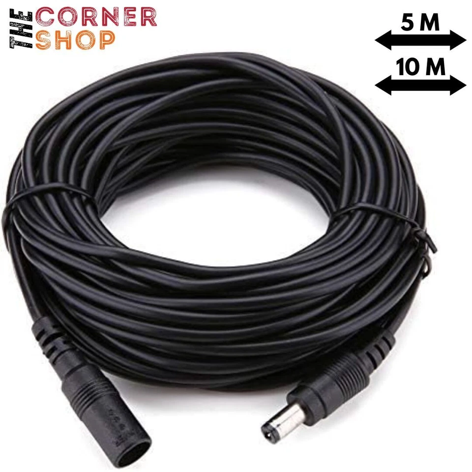 DC Power Supply Extension Cable 12V for CCTV Camera/PSU Lead 5m/10m 5.5 x 2.1mm