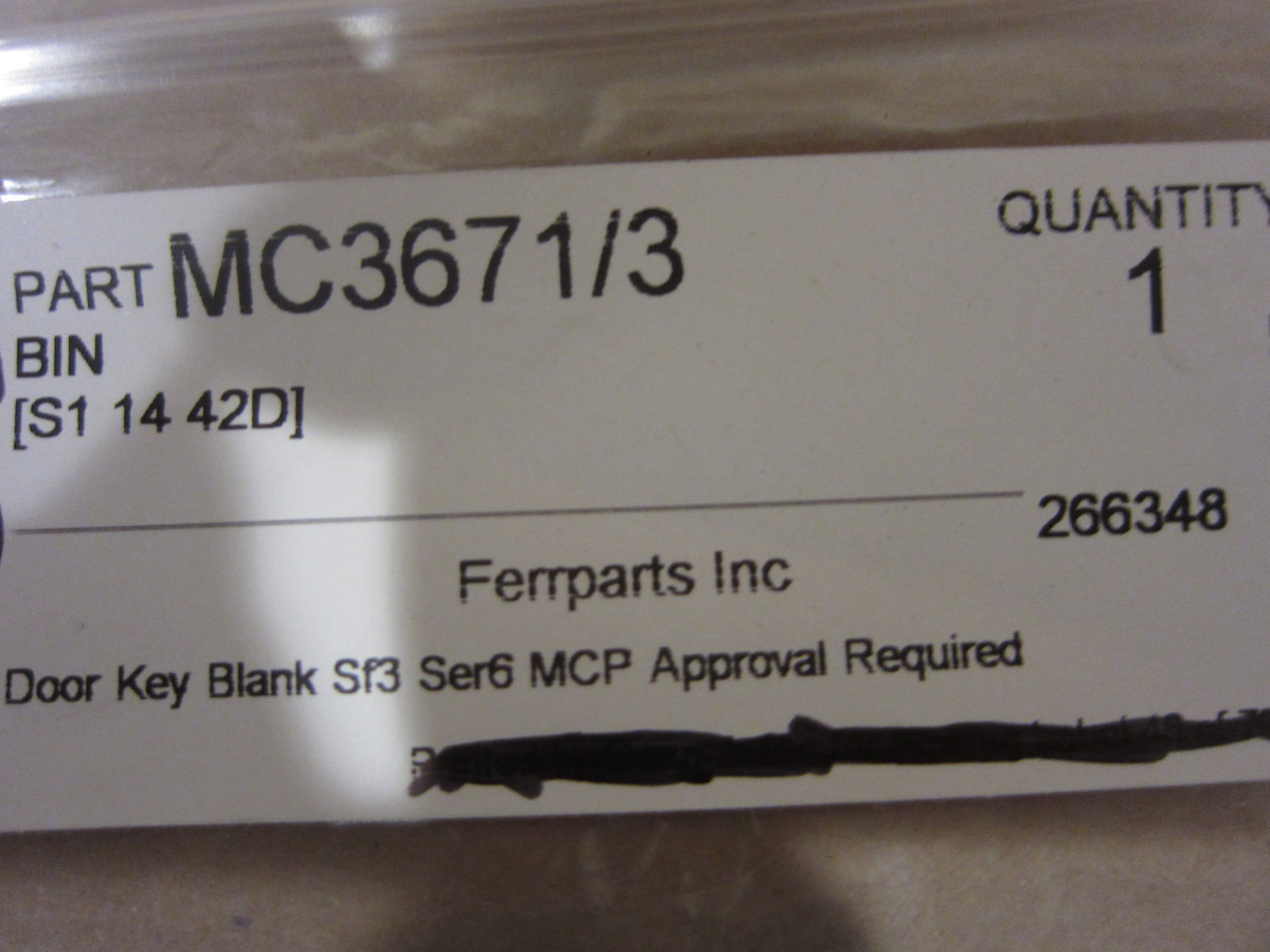 Ferrari 400GT,400Auto,400i - Door Blank Key - P/N MC3671/3