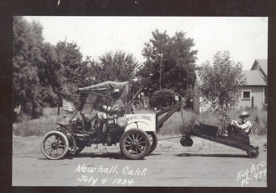 REAL PHOTO NEWHALL CALIFORNIA TOW TRUCK BROKEN DOWN CAR POSTCARD COPY