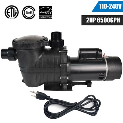 2HP Inground Swimming Pool Pump Motor 6500GHP 78' Max 1.5'' NPT 110-240V Hayward