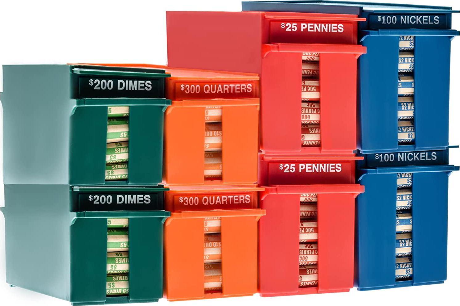 Rolled Coins Storage Boxes with Lockable Covers High Capacity Wrapped
