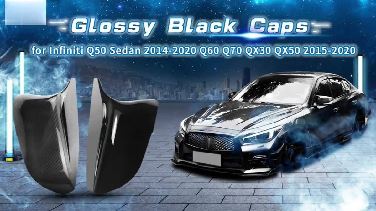 Carbon Fiber Side Rear View Mirror Covers Caps For Infiniti Qx30 Q50s Q50 Q60 Q70 2014-2020 Car