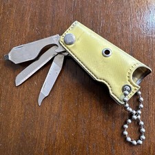 LITER KNIFE MULTI TOOL USA MADE LEATHER CASE KEYCHAIN VINTAGE