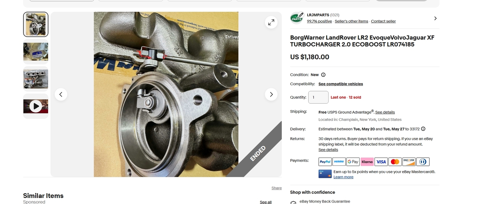 BORG WARNER LandRover Evoque Discovery LR2 2.0 Jaguar204PT TURBOCHARGER LR074185