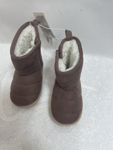 Old Navy Baby Mauve Faux-Suede Sherpa-Lined Side Fastener Boots Booties - Picture 16 of 17