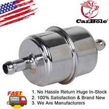9746 Fuel Filter Chrome Canister For 3/8" Hose Carburetor Inline Gas Filter