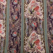 Free Spirit Fabric Dynasty Floral Pheasants Cherry Blossoms Purple Red 42x71"