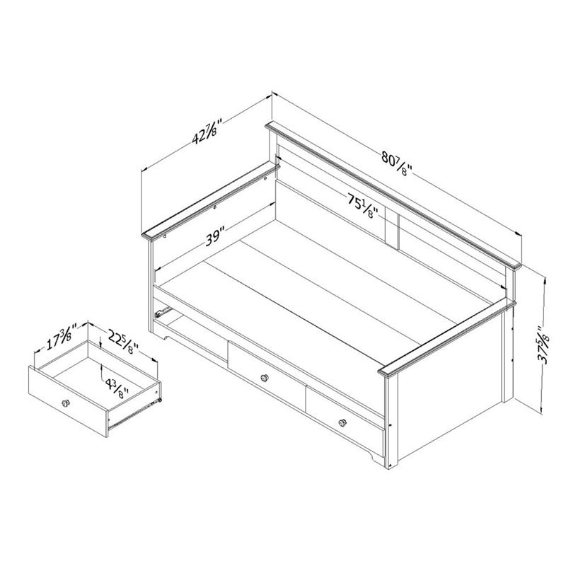 South Shore Summer Breeze Twin Storage Daybed in Blueberry