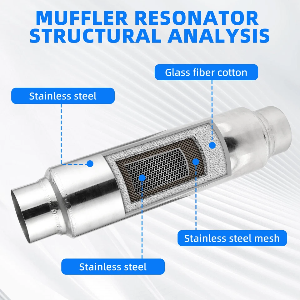 For Chevy Corvette C6 2.5" Inlet/Outlet 16" Exhaust Muffler Resonator Stainless - Image 3 of 4