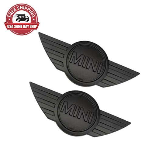 2x Mini Cooper Matte Black Badge Bonnet Badge Sticker JCW R53 R55 R56 R57 R58 59 - Picture 2 of 4