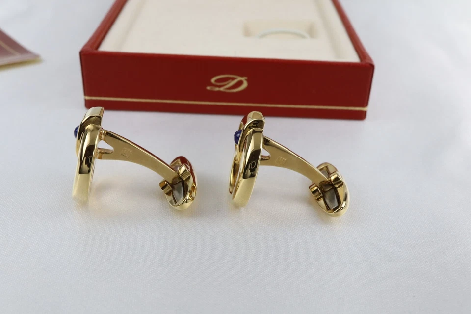 S.T. Gemelos Dupont Metal Tono Dorado con Piedra Azul Hechos en Francia con Caja y Certificado de Autenticidad Foto 4 de 4